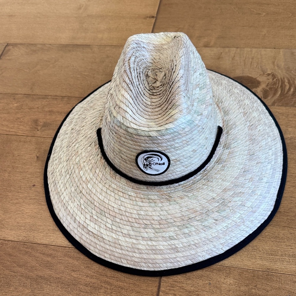 O'Neill Natural Straw Sun Hat with Black Trim